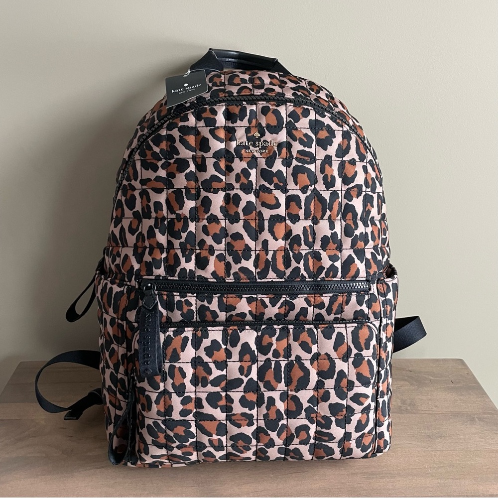Kate Spade Camden Quilted Large Leopard Backpack, Brown Multi